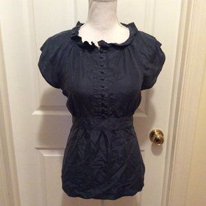 Eduardo Blanco Silk Blouse S Babydoll Empire Waist